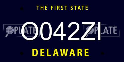 O042ZI Delaware License Plate