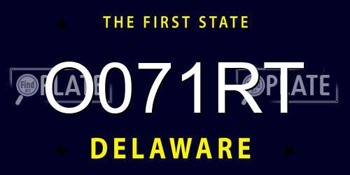 O071RT Delaware License Plate