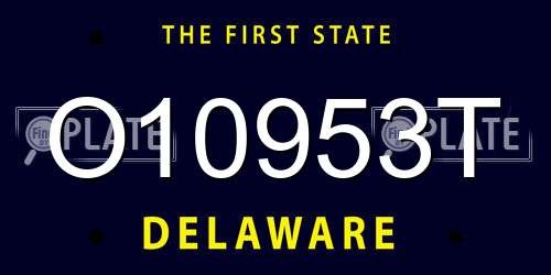 O10953T Delaware License Plate