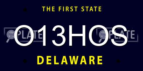 O13HOS Delaware License Plate