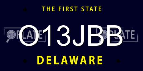O13JBB Delaware License Plate