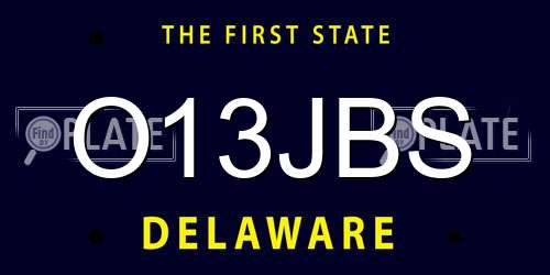 O13JBS Delaware License Plate