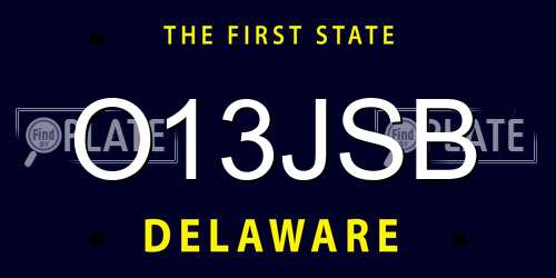 O13JSB Delaware License Plate