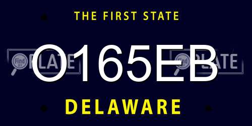 O165EB Delaware License Plate