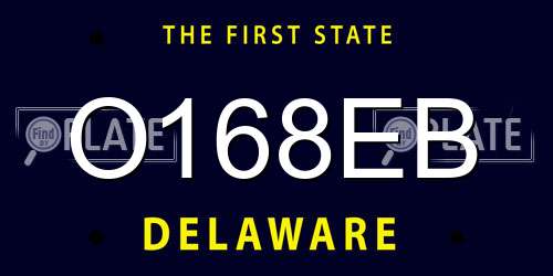 O168EB Delaware License Plate