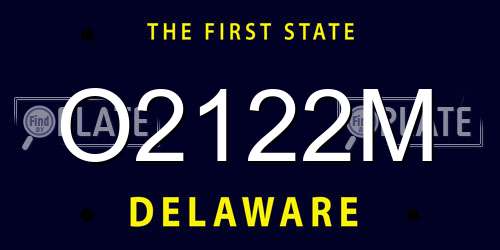 O2122M Delaware License Plate