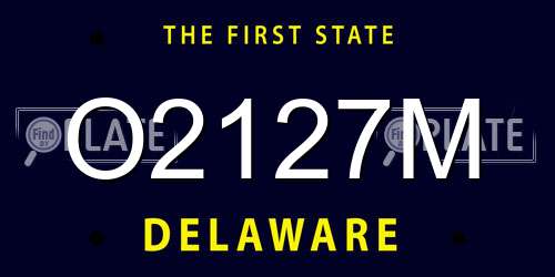 O2127M Delaware License Plate