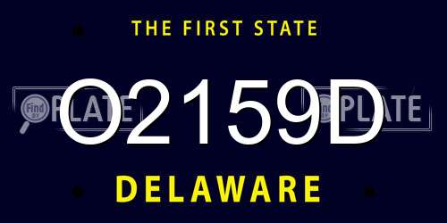 O2159D Delaware License Plate