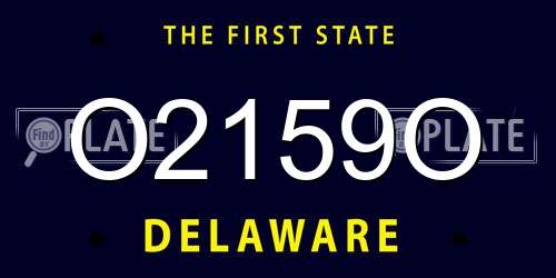 O2159O Delaware License Plate