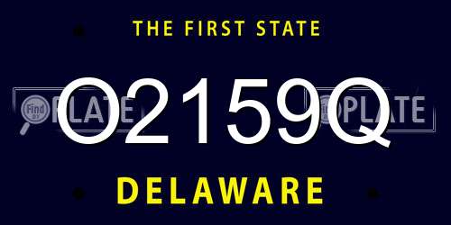O2159Q Delaware License Plate