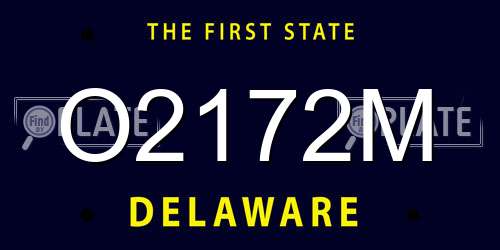 O2172M Delaware License Plate