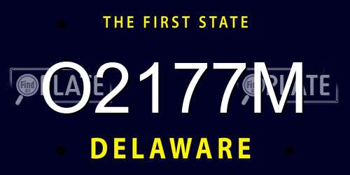 O2177M Delaware License Plate