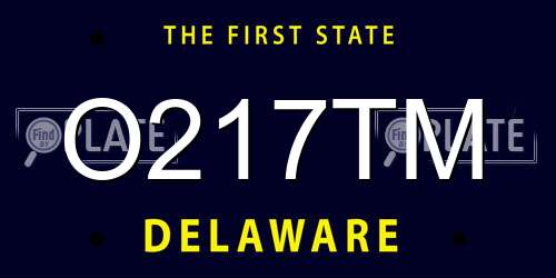 O217TM Delaware License Plate