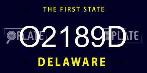 O2189D Delaware License Plate
