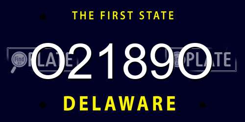 O2189O Delaware License Plate