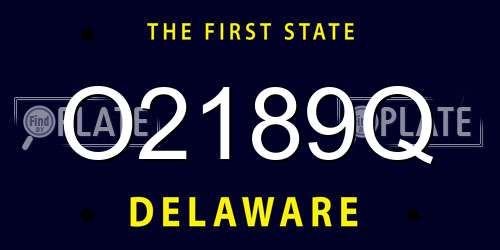 O2189Q Delaware License Plate