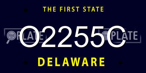 O2255C Delaware License Plate