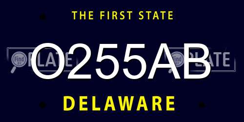 O255AB Delaware License Plate