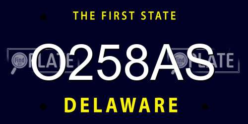 O258AS Delaware License Plate