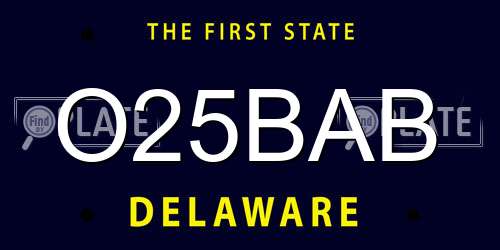 O25BAB Delaware License Plate