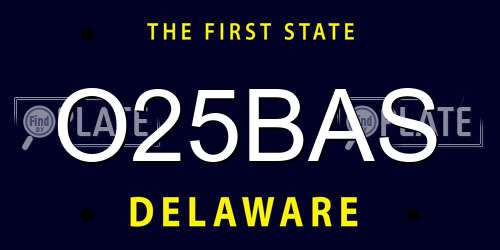 O25BAS Delaware License Plate