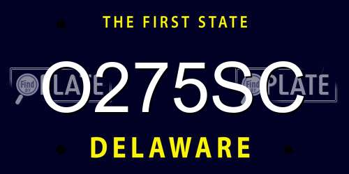 O275SC Delaware License Plate