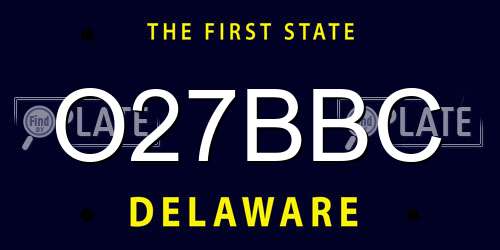 O27BBC Delaware License Plate