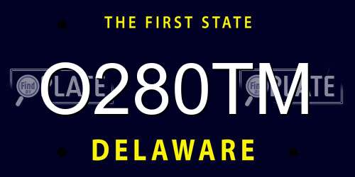 O280TM Delaware License Plate