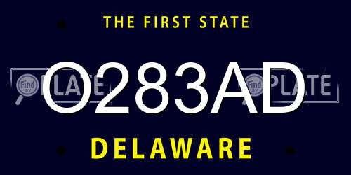 O283AD Delaware License Plate
