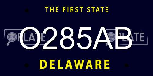 O285AB Delaware License Plate