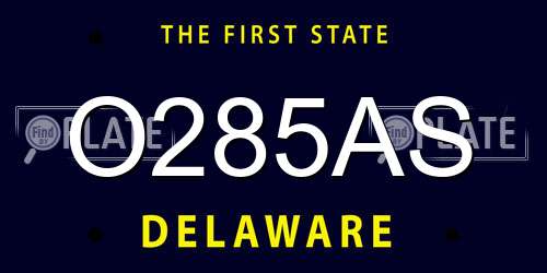 O285AS Delaware License Plate