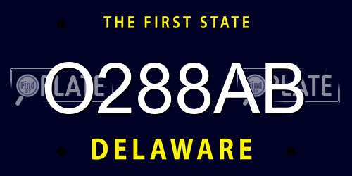 O288AB Delaware License Plate