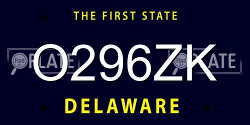 O296ZK Delaware License Plate