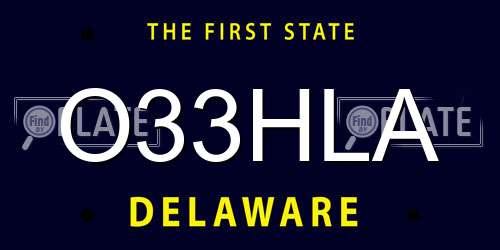O33HLA Delaware License Plate