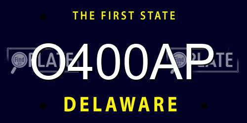 O400AP Delaware License Plate