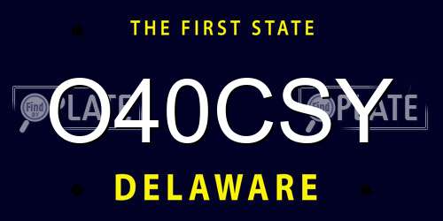 O40CSY Delaware License Plate