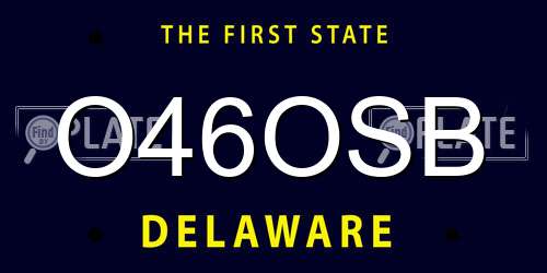 O46OSB Delaware License Plate
