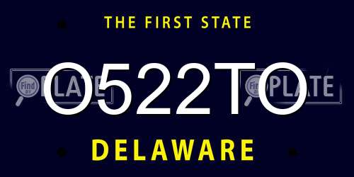 O522TO Delaware License Plate