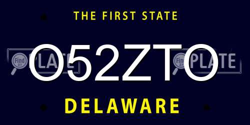 O52ZTO Delaware License Plate