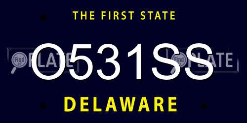 O531SS Delaware License Plate