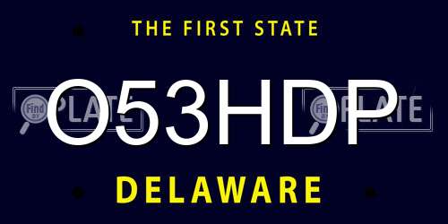 O53HDP Delaware License Plate