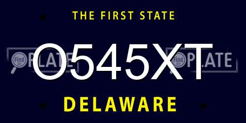 O545XT Delaware License Plate