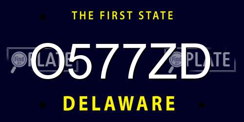 O577ZD Delaware License Plate
