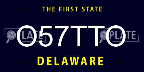 O57TTO Delaware License Plate