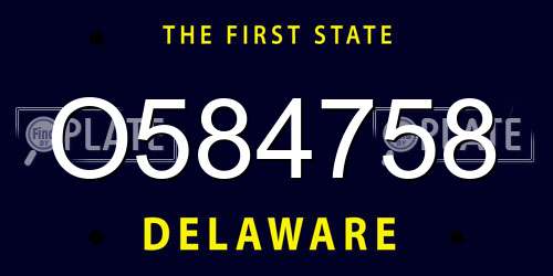 O584758 Delaware License Plate