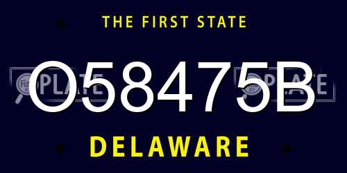 O58475B Delaware License Plate