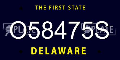 O58475S Delaware License Plate