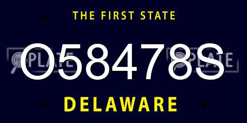 O58478S Delaware License Plate