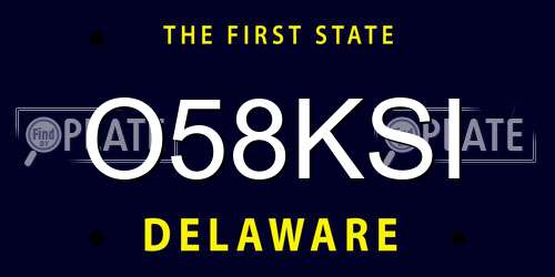 O58KSI Delaware License Plate