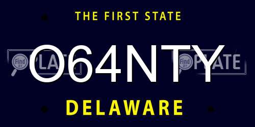 O64NTY Delaware License Plate